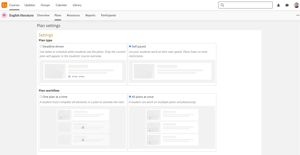 Plan settings page, self-paced plan type